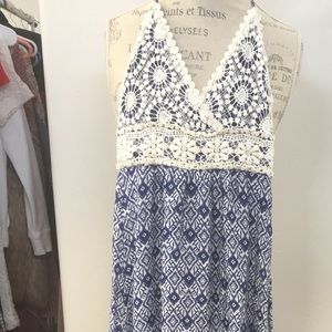 Double Zero Crochet Halter Maxi Dress